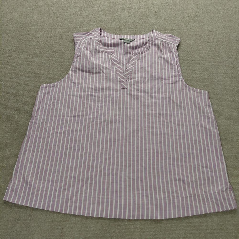 Natural Reflections Lilac Purple Verical Stripe Sleeve tank top XL Cotton Shirt